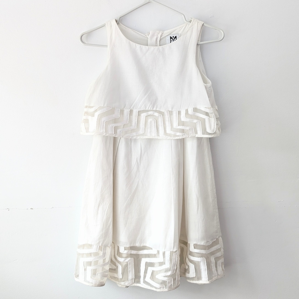 Milly Minis Girls White Silk-Blend Formal Dress In Size 10